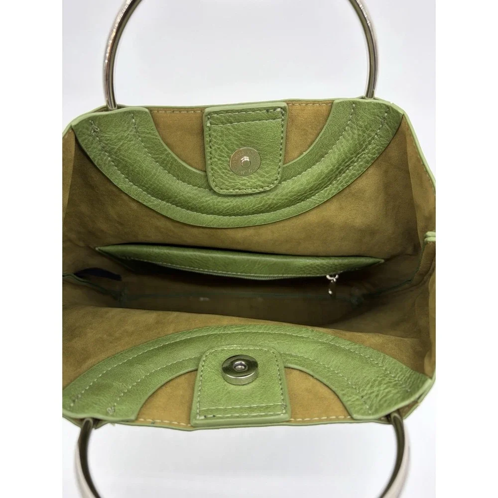 VNTG green Leather Purse, Ring Handle Antonella Ferrante Style